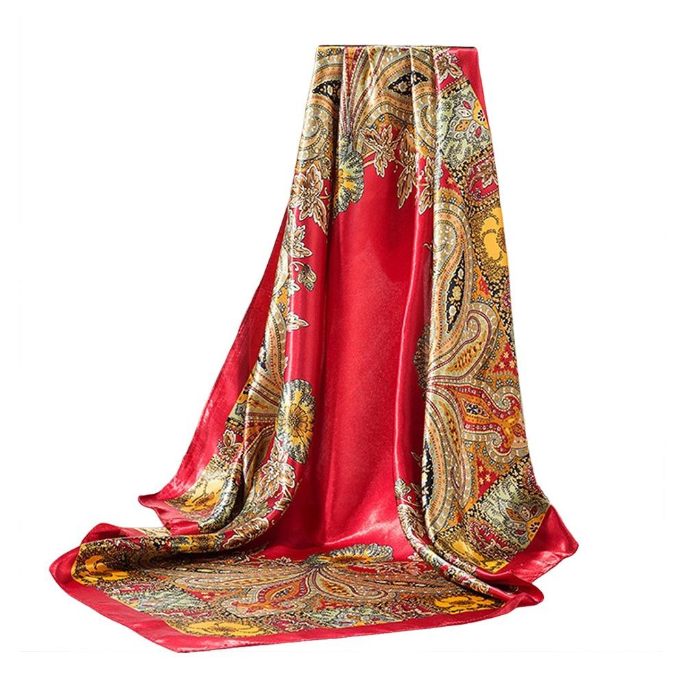 90x90cm Satin Headscarf Print Hair Towel New Square Scarf