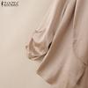 ZANZEA Women Casual Shawl Collar Loose 3/4 Sleeve Thin Cardigan Blouse