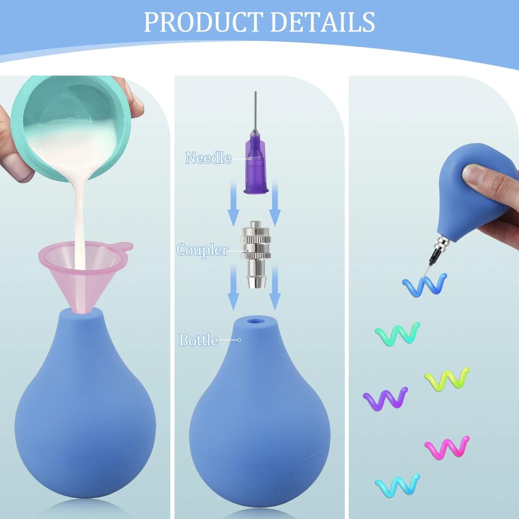 Set Aplicador de Precisión para Cerámica Aplicador de Punta de Precisión Botellas para Esmalte con 24 Agujas y Embudo Cerámica Ligera