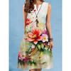 New Summer Beach Floral Print Dress For Women Casual Sexy Sleeveless V-neck Loose Mini Dress Elegant Short Dress Vestido