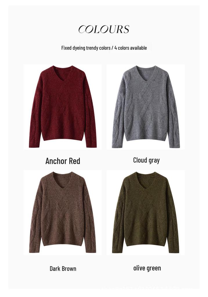 High-End Women's V-Neck Cashmere Knit Sweater - Versatile Winter Tencel Knitwear