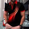 Fashionable Summer Short Sleeved Men's Polo Shirt with 3D Printed Stripes