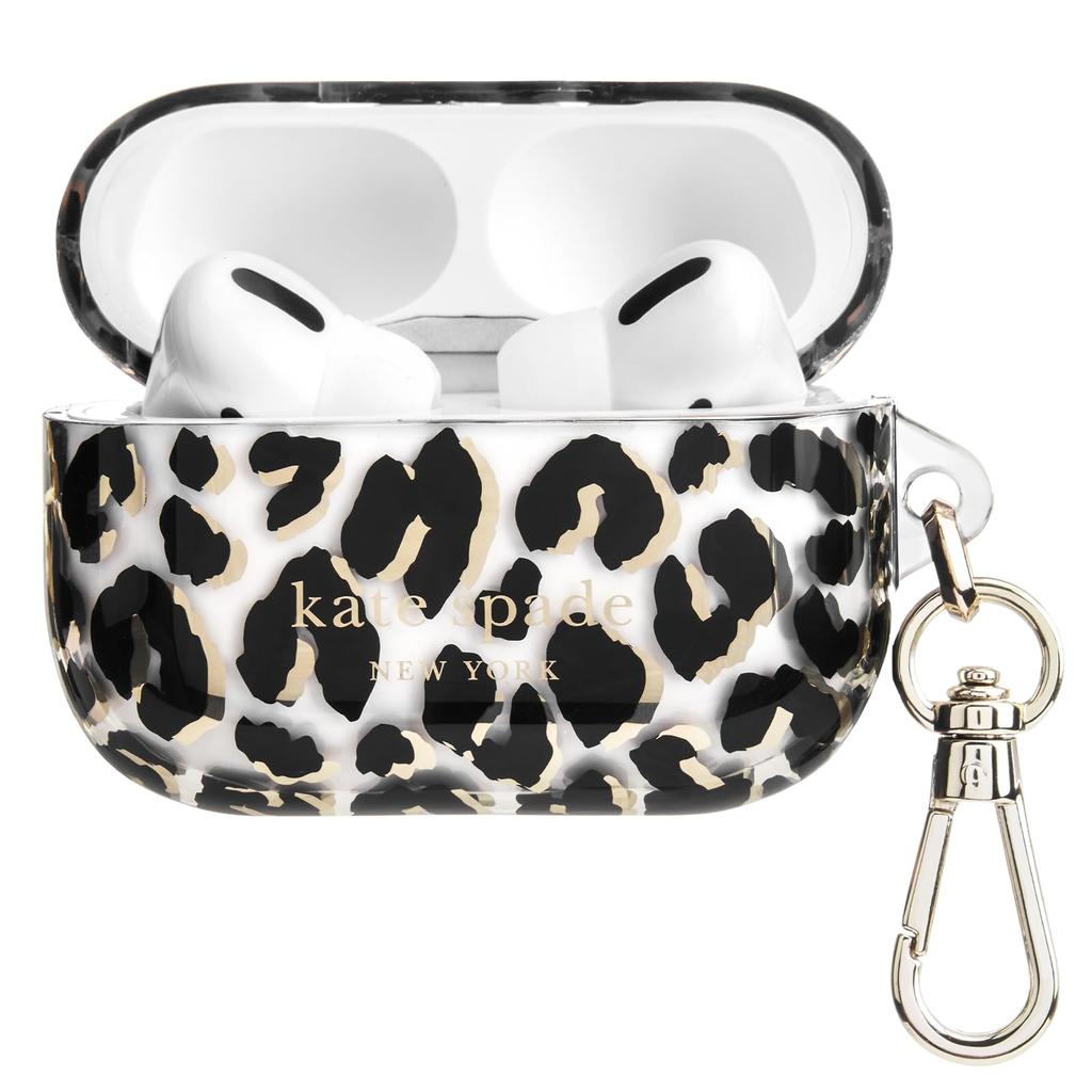 Kate Spade New York AirPods Pro Protective Case with Keychain and Ring City Leopard Compatible with AirPods Pro 2nd and 1st Generation - Print,