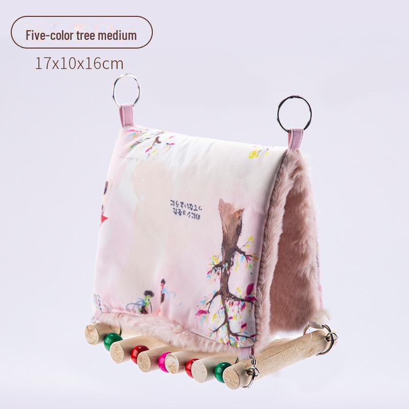 Parrot Warm Tiger Skin Hammock: Thickened Velvet Cotton Nest & Bird Toy for Winter