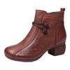 Retro mother soft-soled short boots women's autumn and winter soft leather boots 0000 new middle-aged and elderly middle-heeled velvet leather shoes