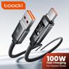 Toocki 100W USB-A To Type-C Braided Cable Fast Charging & Data Transfer OLED Display 6A for iPhone 16/17 for 70 Honor 80 Pro