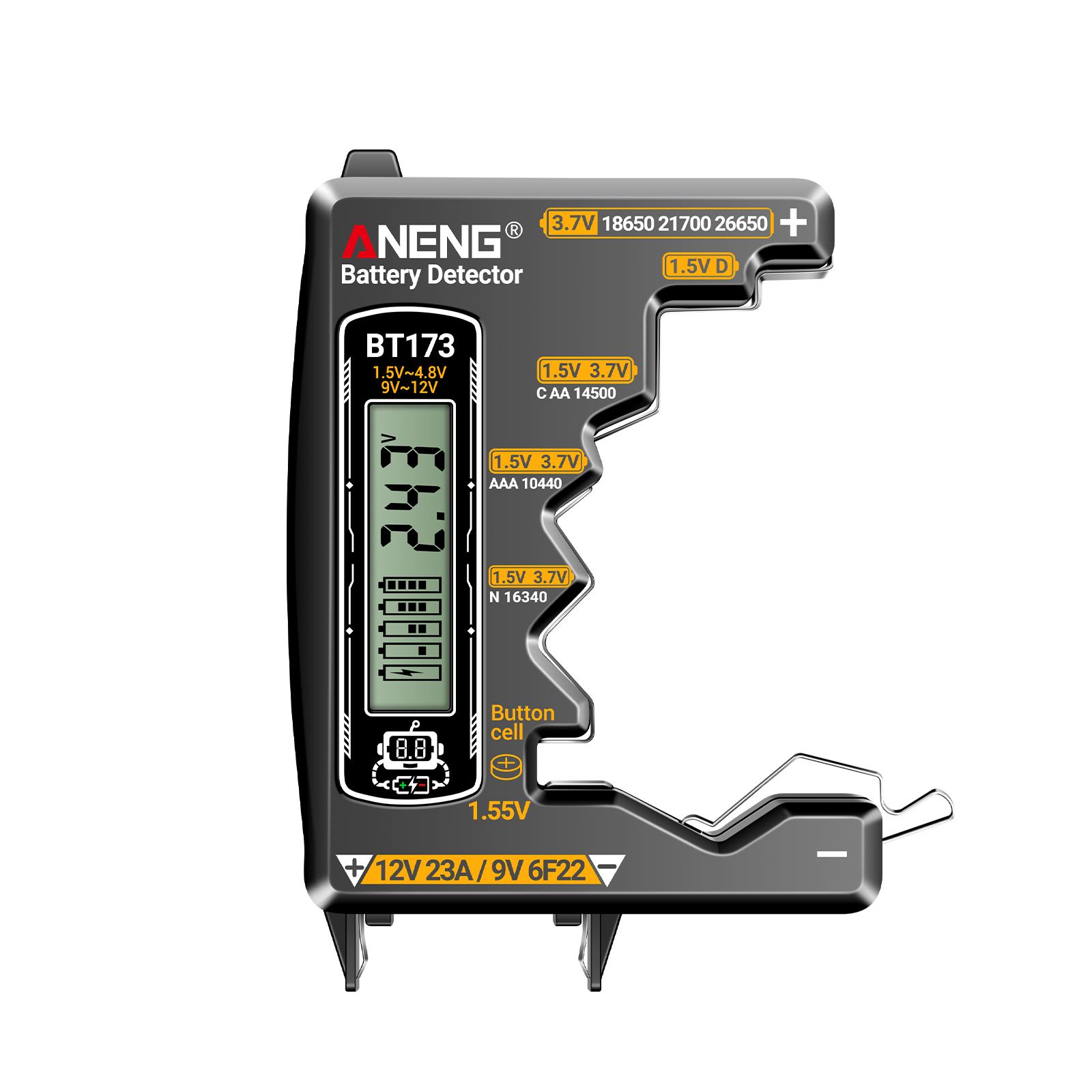 

Digital Battery Tester 1.5-4.8V 9V-12V Measuring Range Compatible with Button Batteries Lithium Batteries Universal Batteries
