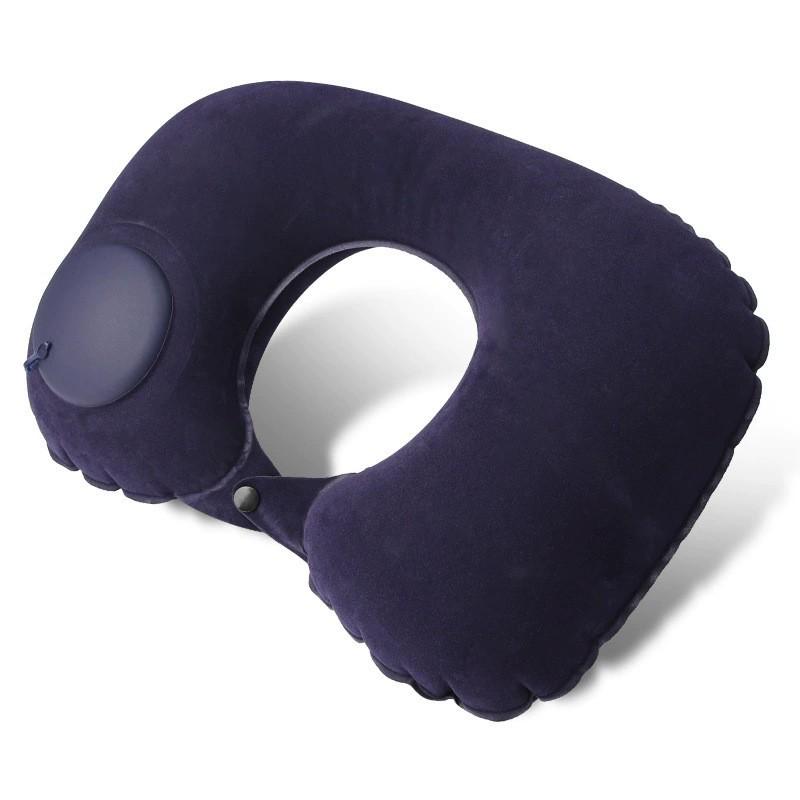 Portable U-Shaped Neck Pillow – Press-to-Inflate Travel Backrest for Car & Airplane
