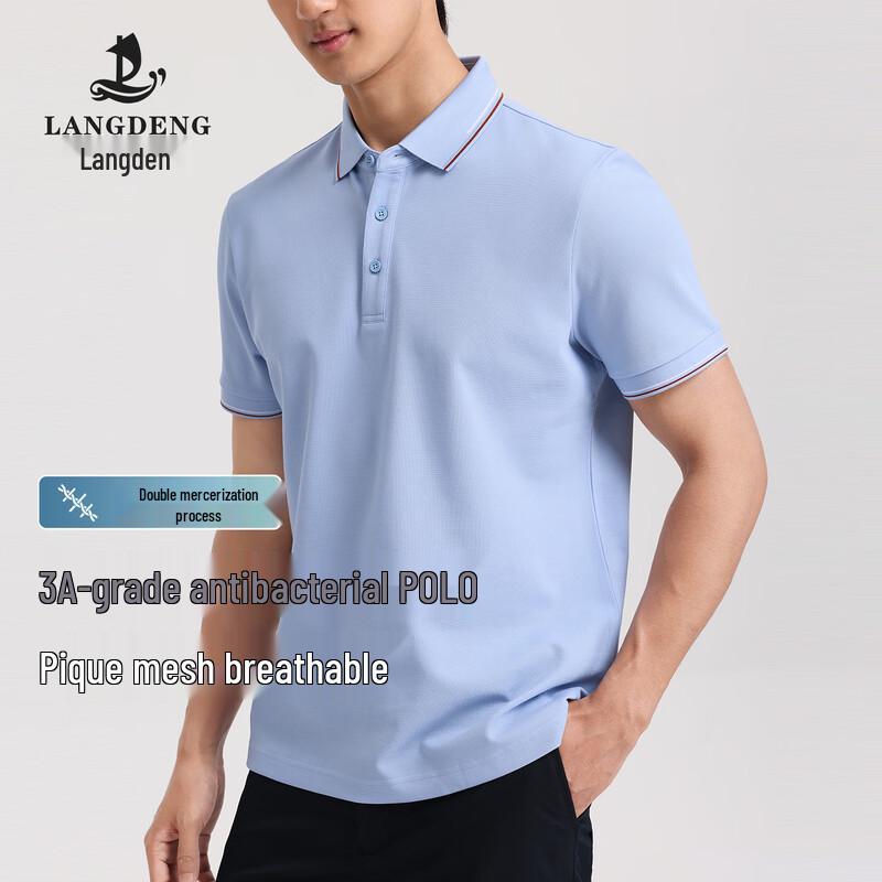 

Langdeng Men s Antibacterial Mercerized Pique Polo Shirt L