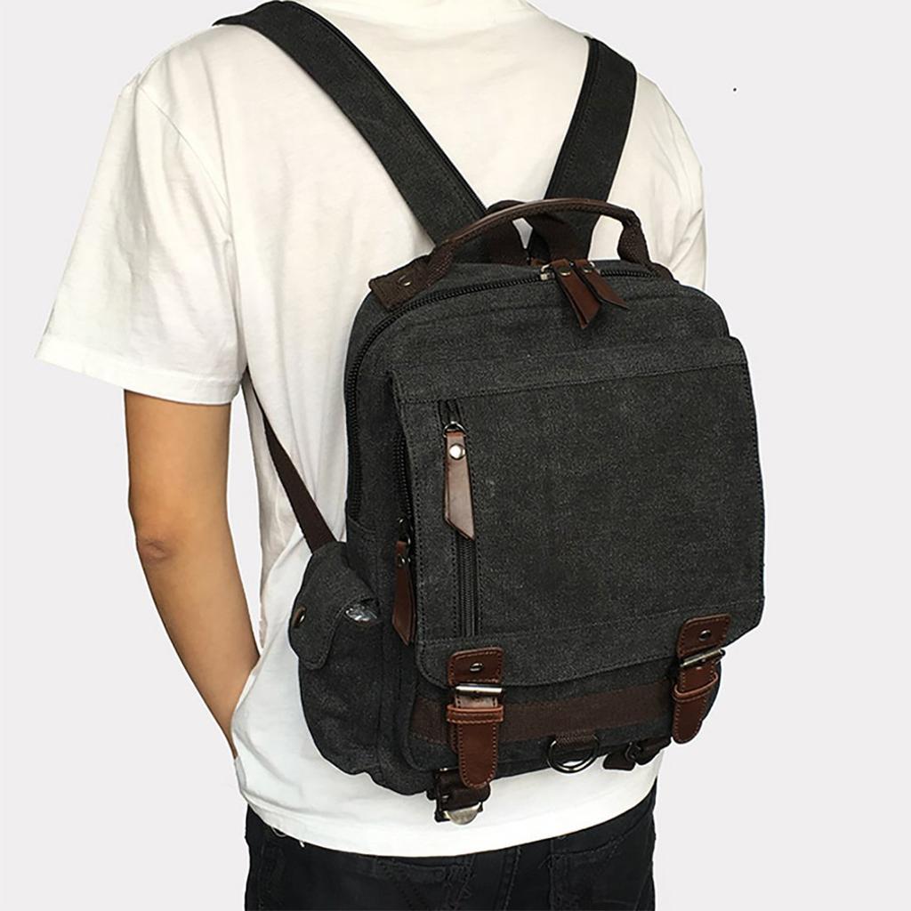 LeafIn Mini-Rucksack, Stilvoll, Leichte Canvas-Umhängetasche, Unisex, In zwei Ausführungen erhältlich, 8596 (Schwarz B)