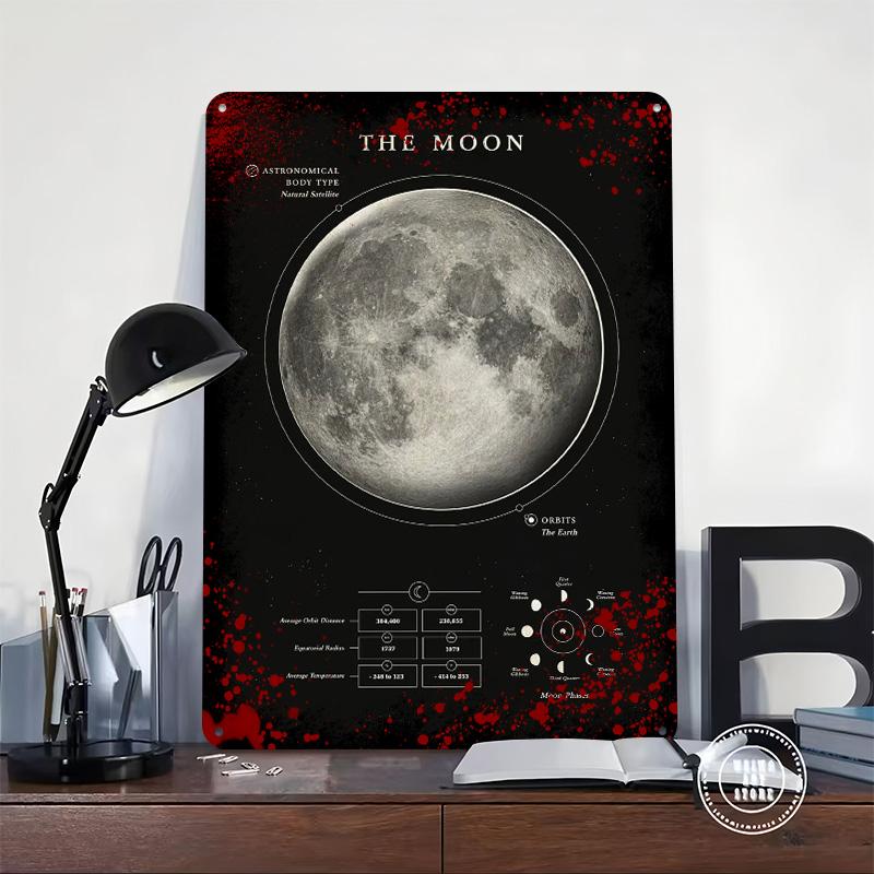 The Moon Printed Poster Customized Wall Art Retro Vintage Metal Tin Signs for Room Bedroom Decoration Gaming Office Decor House