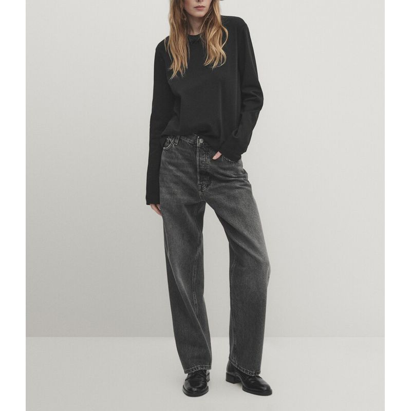 MD Spring New Arrival Women's Clothing Minimalist Style Basic All-Matching round Neck Cotton Base Long Sleeves Heavy Weight T-shirt 6884905