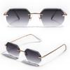 Ruiao Sunglasses Men Brand Designer Fashion Rimless Sun Glasses Shades Diamond Cut Lens Ladies Frameless Metal Eye glasses