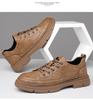 Fashion 2025 New Designer Casual Leather Shoes for Men Solid Color Lace Platform Shoes Male Spring Autumn Low Top Fashion Work Shoes Man