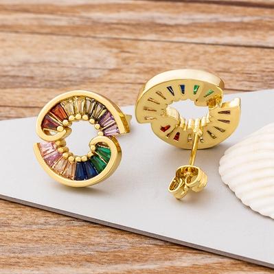 Nidin New Design Bohemian Rainbow Rhineston Crystal Earrings For Women Luxury Fashion Colorful Party Anniversary Jewelry Gifts