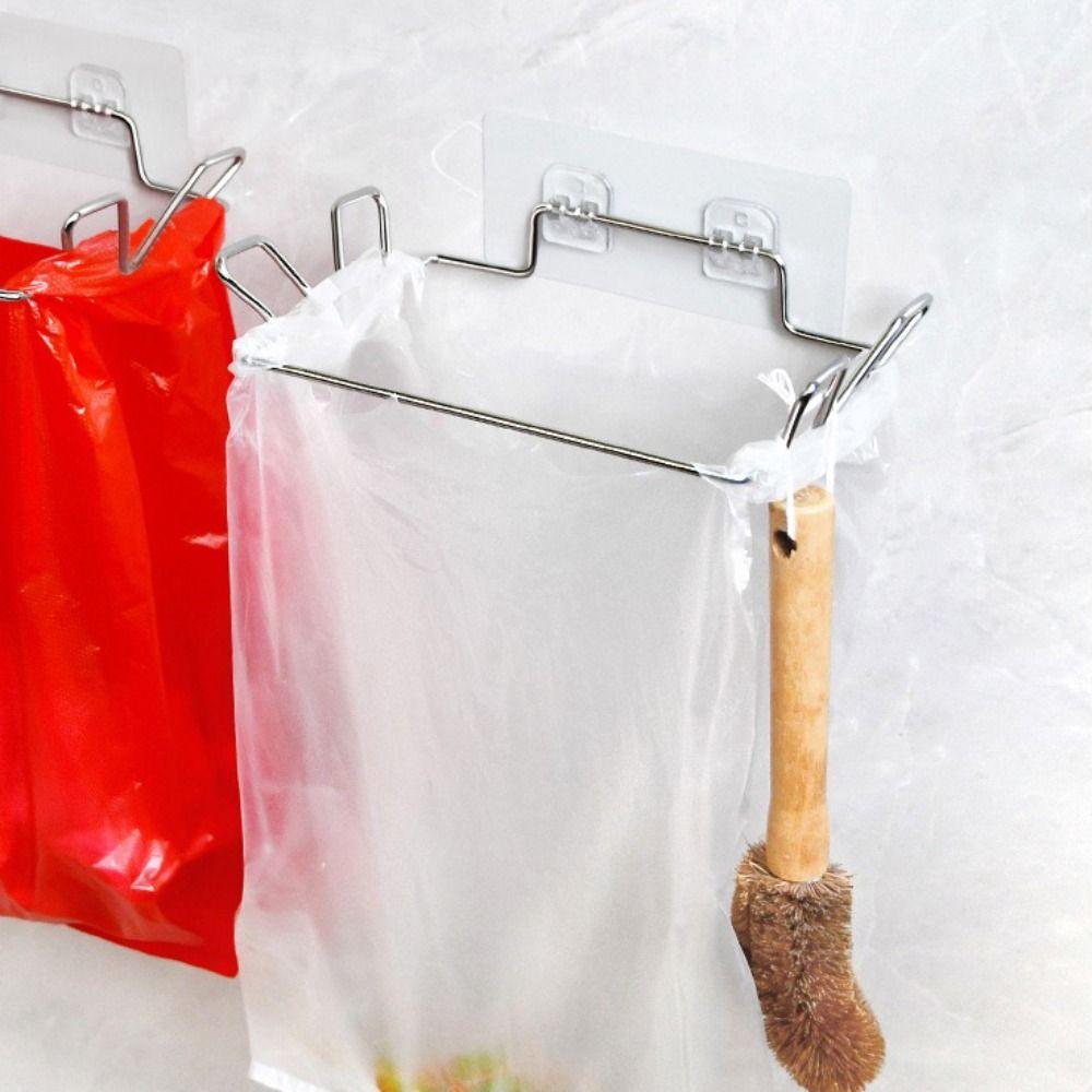 Adhesive Mount Garbage Bags Storage Organizer Hanging Garbage Bags Rack  Cabinet Door
