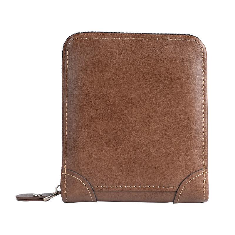 Men’s Pu Leather Trifold Wallet Zipper Wallet Multi Card Holder Coin Pocket Zip Around Wallet Secure Zipper Short Wallet Multi Card Slots Coin Pocket
