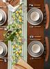 Summer Lemon Fruit Flowers Linen Table Runner Dresser Scarf Decor Green White Striped Table Runners Holiday Kitchen Party Decor