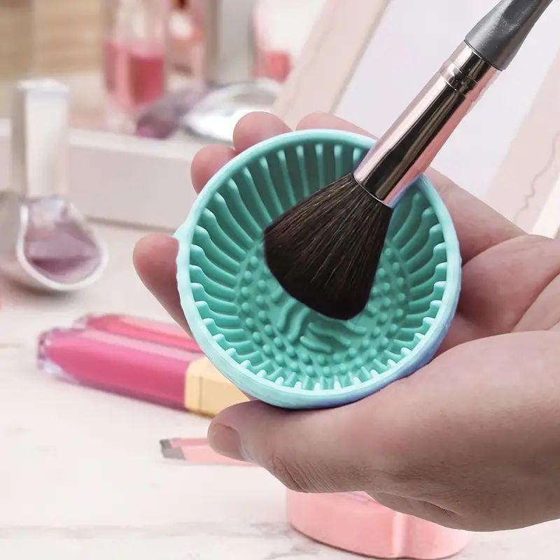 1pc  Makeup Brush Cleaner - Premium Silicone Scrubber & Non-slip Bowl - Effortless Deep Cleaning for All Facial