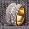 Stylish 12MM Stainless Steel Double Row Rhinestone Ring