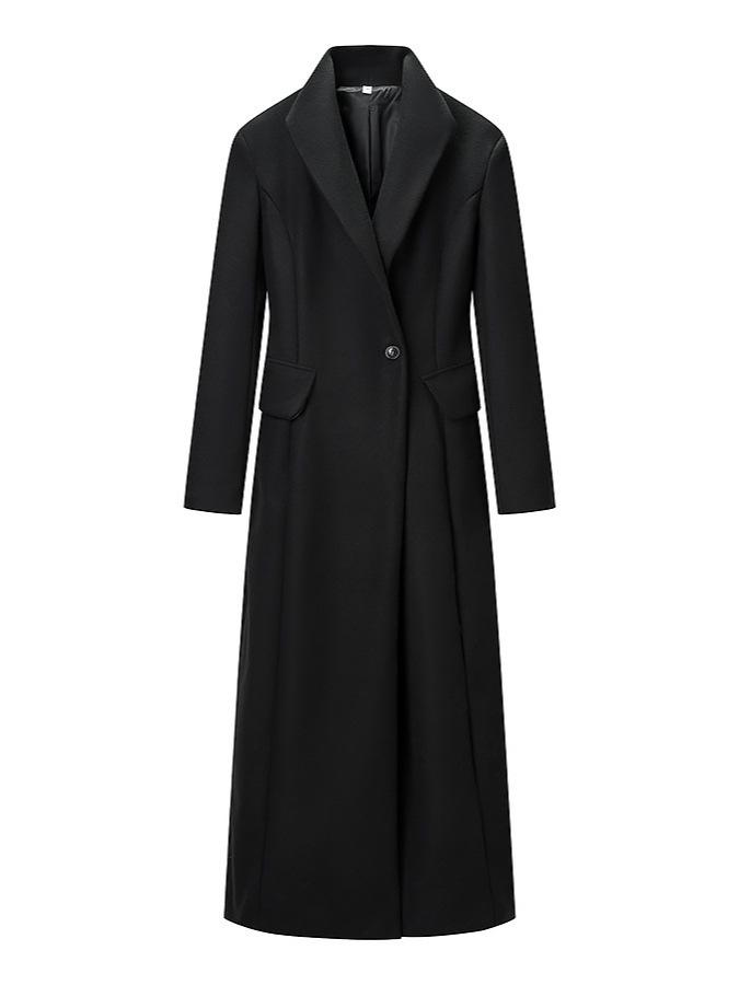 2025 Trending Women's Long Woolen Commuter Overcoat with Single Hidden Button