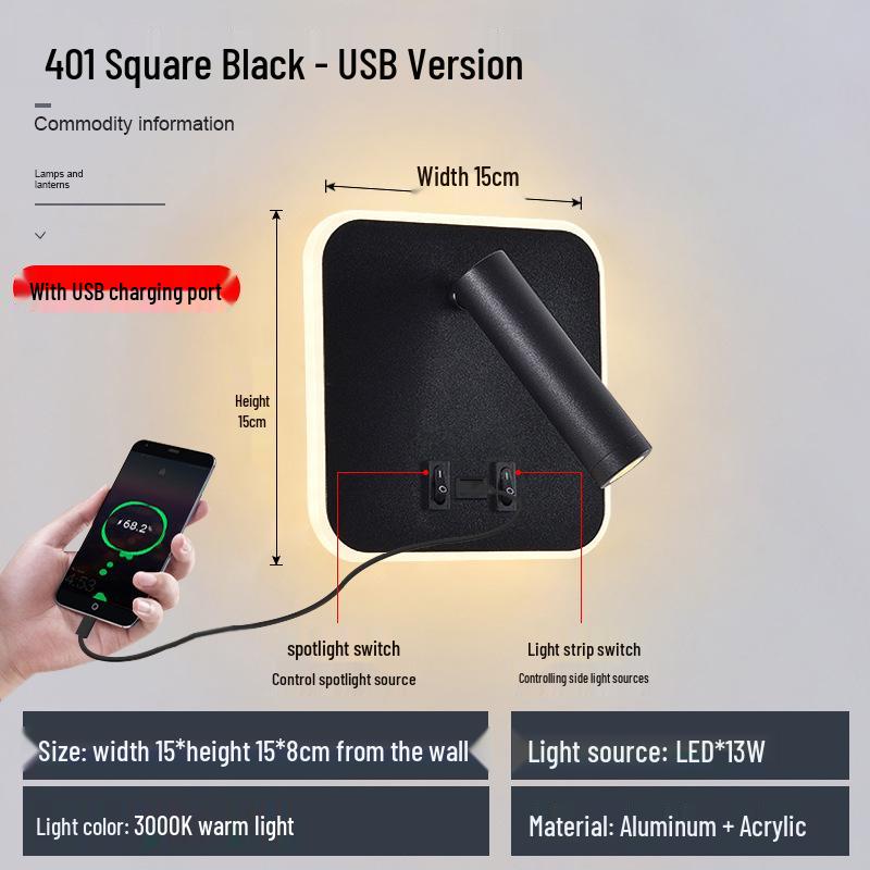 LED USB Wall Lamp for Reading - Bedside & Study Room