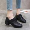 Coarse heel British style small leather shoes women's 2025 autumn new square head retro college style lace-up student medium heel single shoes