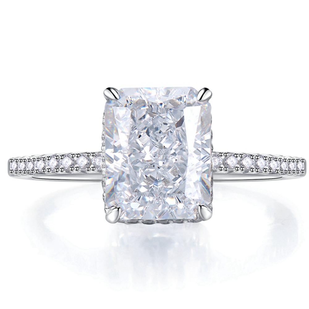 

Модное кольцо из белого золота 18 карат с блестящей огранкой 8*10 мм, кольцо из курнда для женщин, подарок на помолвку, стерлинговое серебро 925 пробы, роскошные ювелирные изделия 9