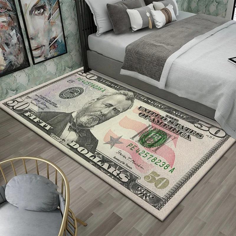 Tappeto Tappetino Tappeto Stampa Banconote Dollaro Colorato Creativo Grande Area Camera da Letto Ingresso Antiscivolo Resistente alle Macchie Decorazione Casa INS