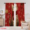 2Pcs,2D Plane Printing Light Filtering Curtains Snowflake Cat 100% Polyester (Without Rod) Festive Ldeal For Bedroom And Various