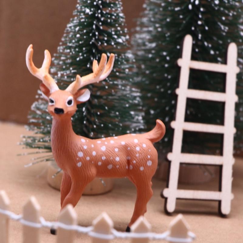 Christmas Scene Dollhouses Accessories With Miniature Wreath And Reindeer Door Decors Holiday Gift