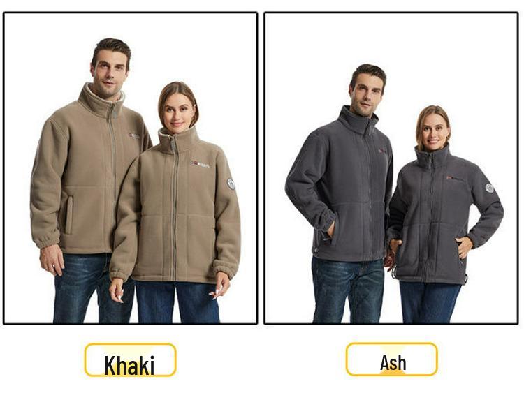 Heavyweight Sherpa Fleece Windproof Jacket - Double-Layer, Cold-Resistant Outerwear for Autumn/Winter