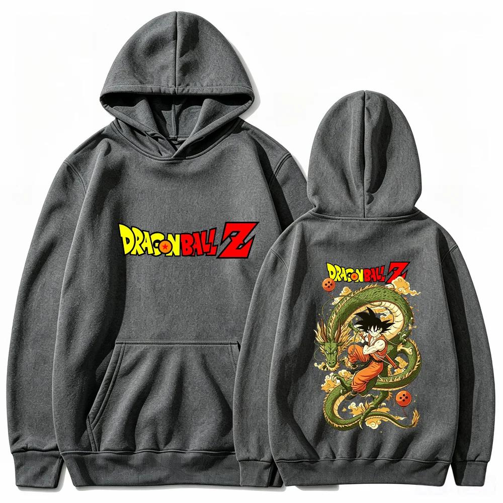 Felpa Dragon Ball Z Goku Shenron Drago Anime Manga Streetwear Estetica Nera Oversize Casual Sportiva Felpe
