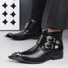 Mens Pointed Toe PU Leather Dress Casual Shoes Low-Cut Rubber Sole Business Style Slip-On