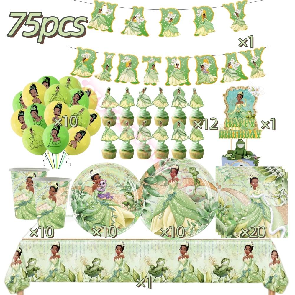 Frog Tiana Princess Party Decoration Set Paper Cup Plate Napkin Balloons Kids Girl Birthday Surprise Gift Baby Shower Photo Prop