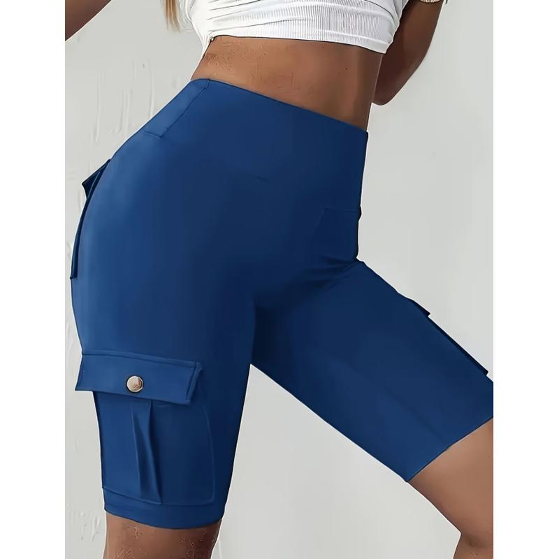 Pantaloncini da Allenamento da Donna a Vita Alta con Tasche Cargo Asciugatura Rapida Controllo Addome Yoga Biker Shorts per Palestra