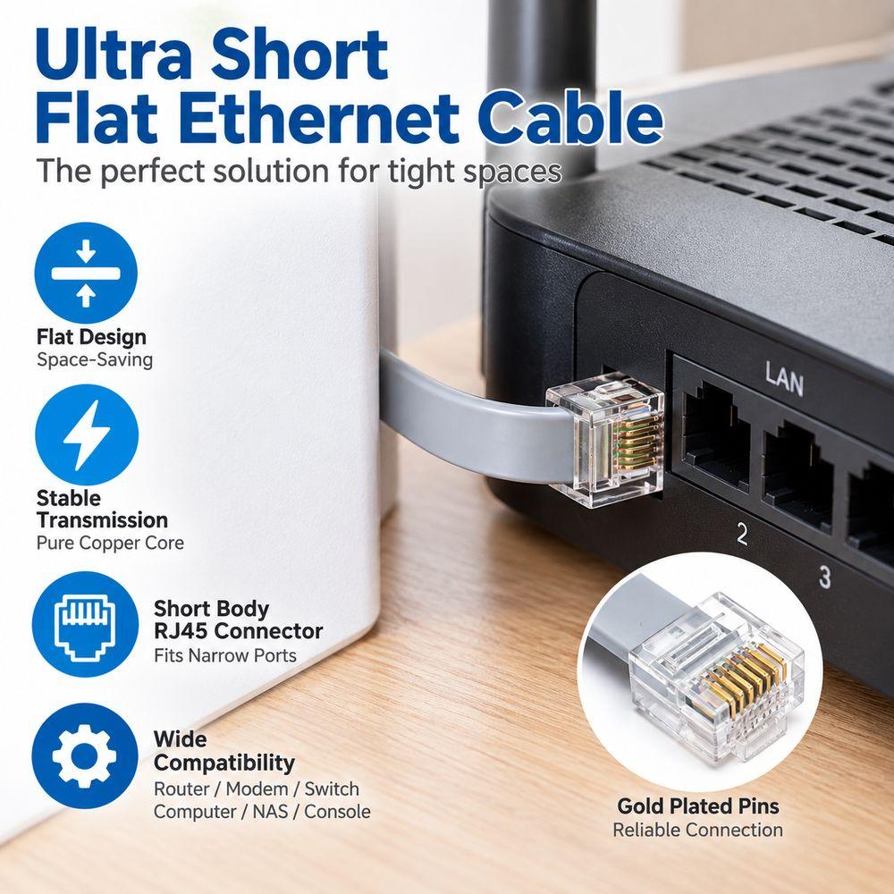5/10/20/30cm Flat Ethernet Cable 8P8C Connector RJ45 Ethernet Cable for PS5/Xbox/PS4/PS3 For NAS