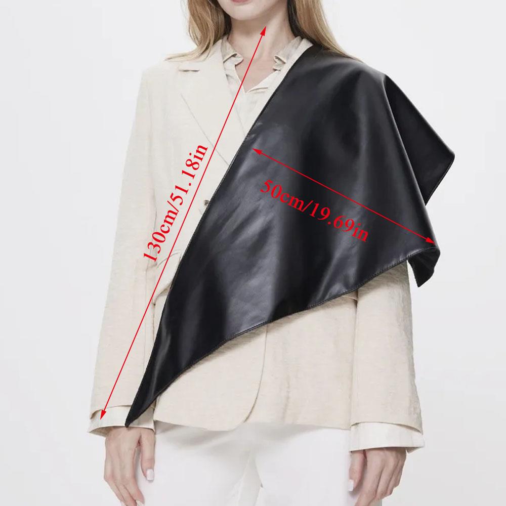 Designer Korean Style Leather Headscarf Women Y2k Triangle Scarf Luxury Retro Spicy Headband Hijab Warm Windproof Neck Head Wrap