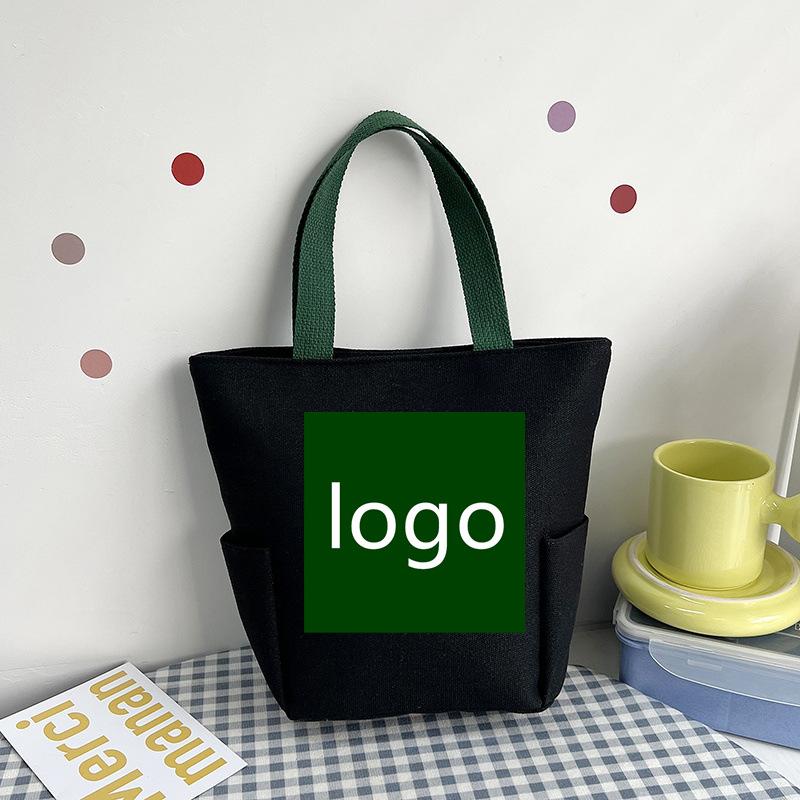 Patterned printed canvas bag, Japanese-style portable lunch box bag, handheld bento bag, multi-function bag