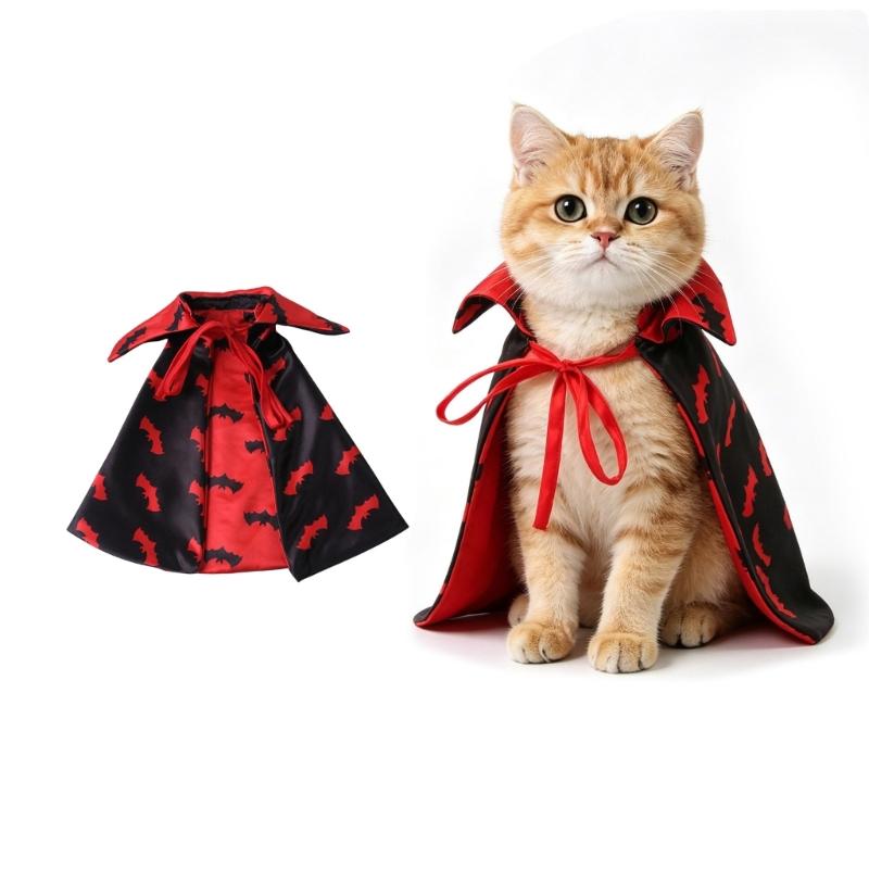 Halloween Pet Capes Costume with Bat Regulable Vampires Cloaks for Kittens Dog Cats Cosplay Party Holiday Decoration
