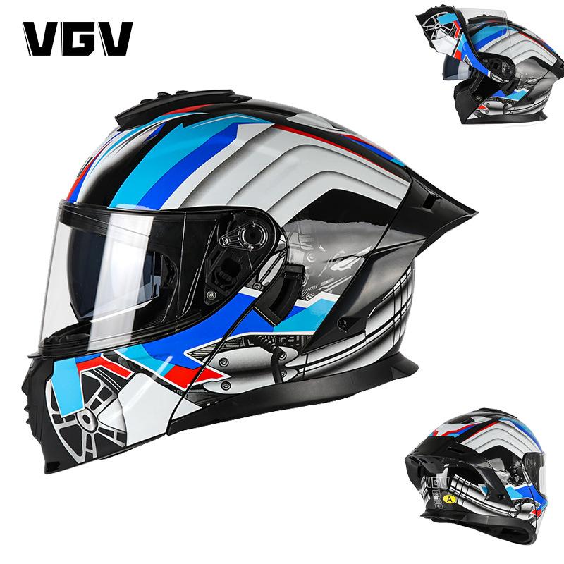 New Motorcycle Helmet Custom Peeling Helmet Four-season Universal Double Lens
