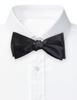 [Bowties.jp] Plain Black and White Silk Hand-Tie Bow Tie (Black)