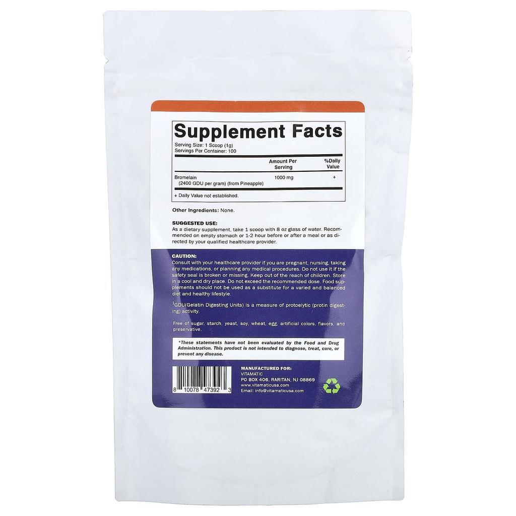 Vitamatic Bromelain, 100g (3.5oz)