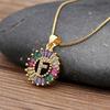 Nidin Hot Sale Initial Multicolor Zircon Necklace Charm Letter Necklace Name Jewelry For Women Men Accessories Party Gift