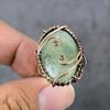 Natural Prehnite Gemstone Copper Wire Wrap Gift Jewelry Ring Size 6.5 ET-3447