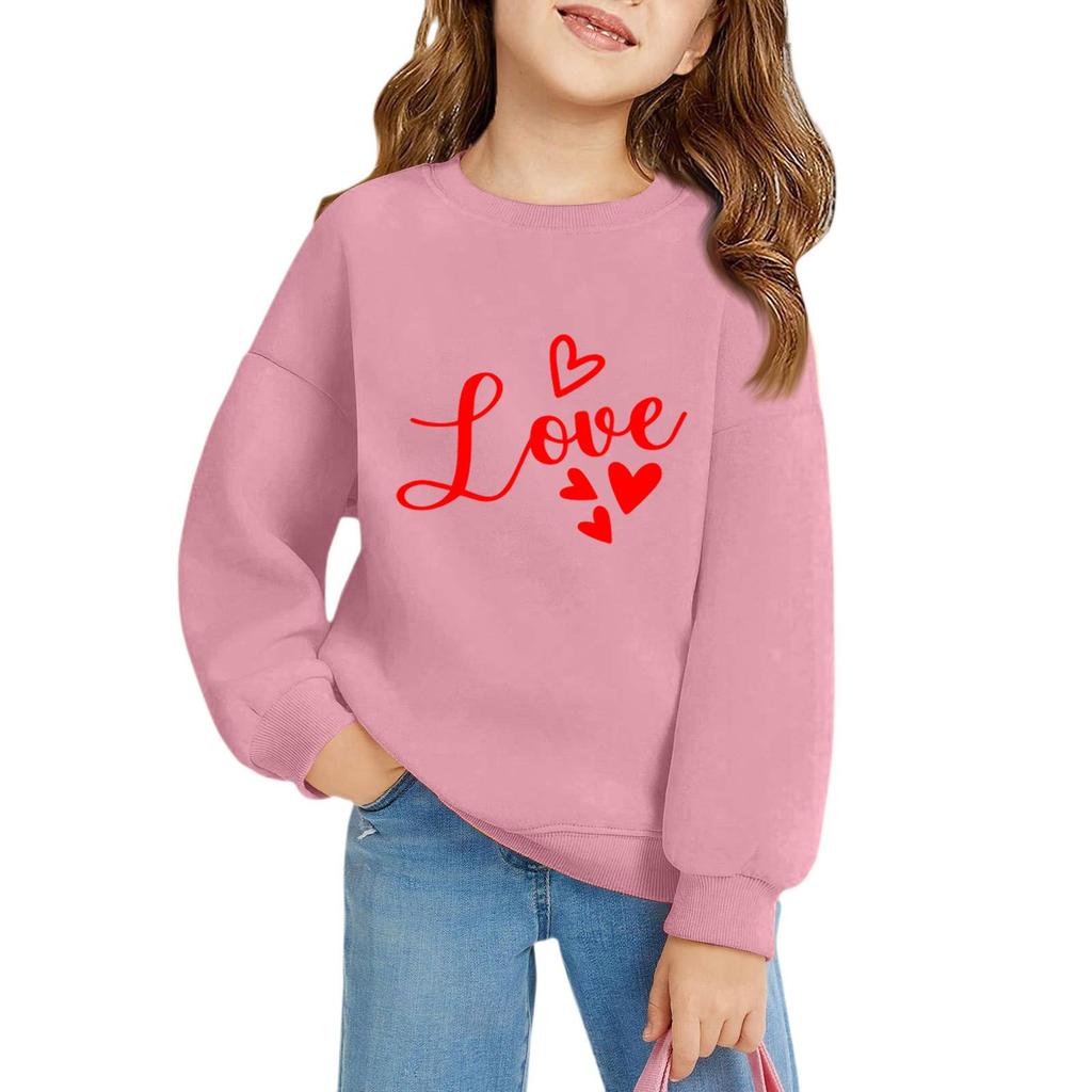 Mädchen Rundhals-Pullover für Kinder Bedruckte Baby-Oberteile Valentinstag