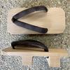 Traditional Kiso Nezuko Geta Patterned Traditional Made in Japan Sandals, Men's, Two-toothed, Weave, Craft, (Coffee)