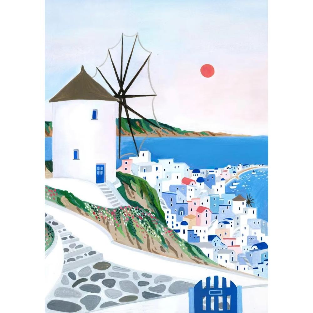 World Travel City Landscape Poster Print Greece Italy Florence Paris France Canvas Painting Wall Art Picture for Room Home Decor