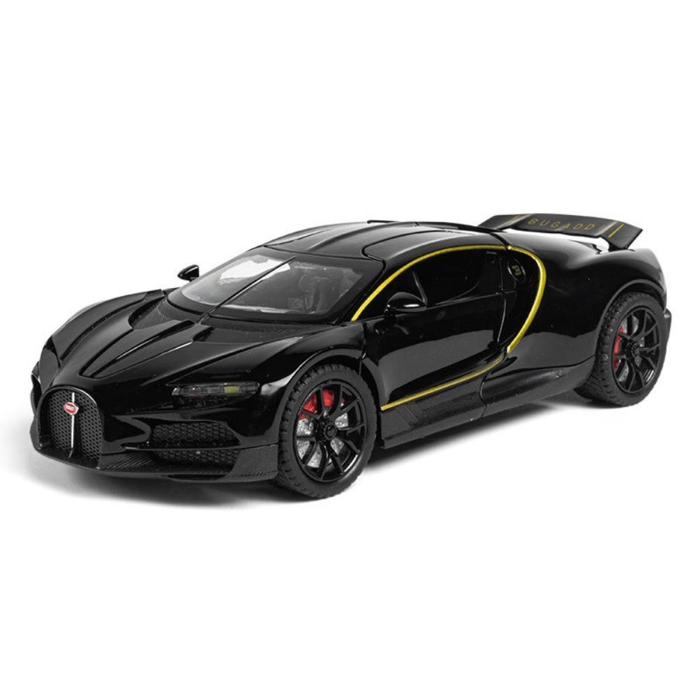1/24 Bugatti Tourbillon With Spray Supercar Alloy Muscle Car Model Sound and Light Pull Back Children's Toy Collectibles Birthday gift