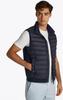 Winter Jacket with a Mixed-media Quilted Fabric Vest In a Desert Sky Blue Color